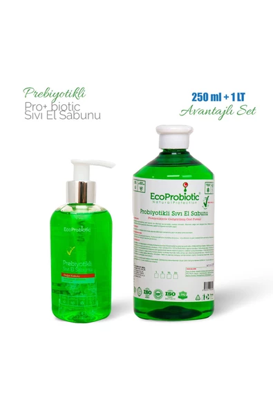 Ecoprobiotic Prebiyotikli Sıvı El Sabunu 250 ml 1 Lt Set