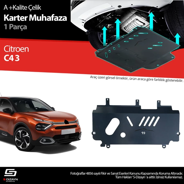 S-Dizayn Citroen C4 Çelik Karter Muhafaza 2021 Üzeri A+ Kalite