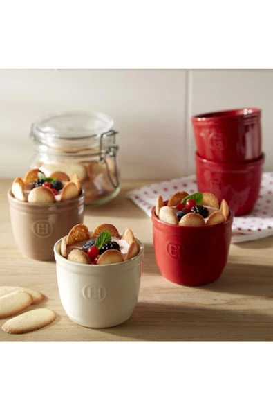 Emile Henry Fırın Kabı Ramekin No.8 2´li Set Kırmızı/Burgundy  0,17 Lt Ç:8,5 -Y:7 cm - 2