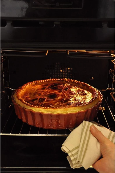 Emile Henry Tart-Börek-Flan Kabı Yuvarlak 28 cm Kırmızı/Burgundy - 4