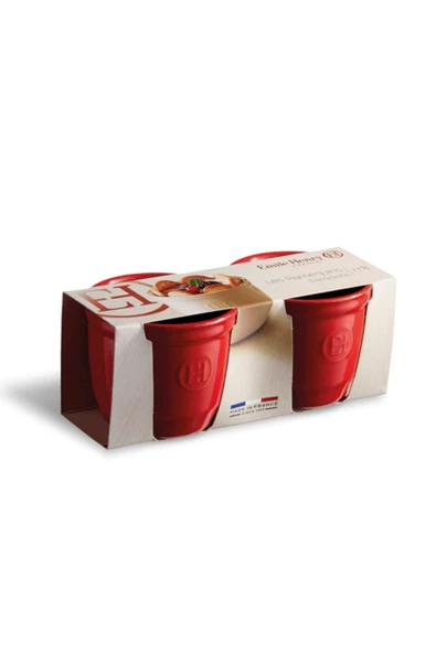 Emile Henry Fırın Kabı Ramekin No.8 2´li Set Kırmızı/Burgundy  0,17 Lt Ç:8,5 -Y:7 cm - 3