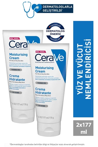 Cerave Nemlendirici Krem Kuru ve Çok Kuru Ciltler 177 ml 2 Adet