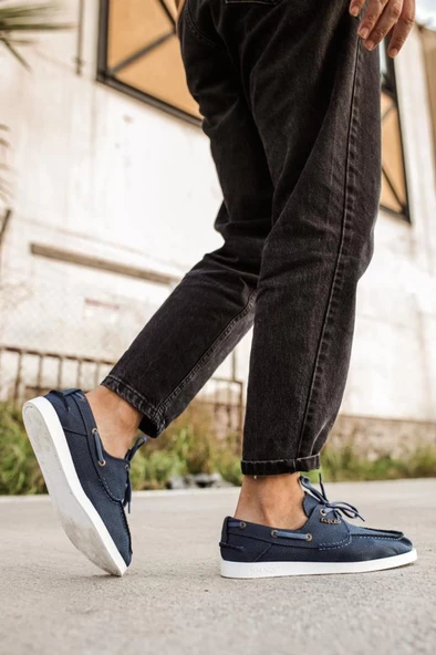 Mevsimlik Keten Ayakkabı 008 Mavi - Resim 5