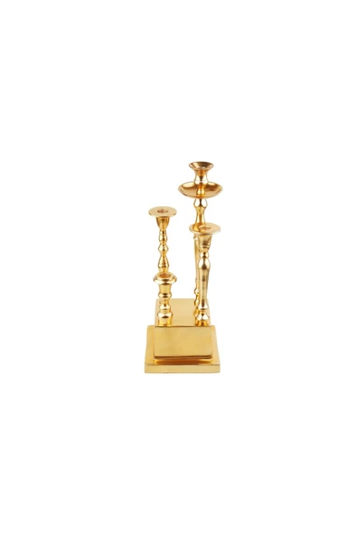 Lucky Art Gold Kare Ayaklı 4'lü Mumluk - 2