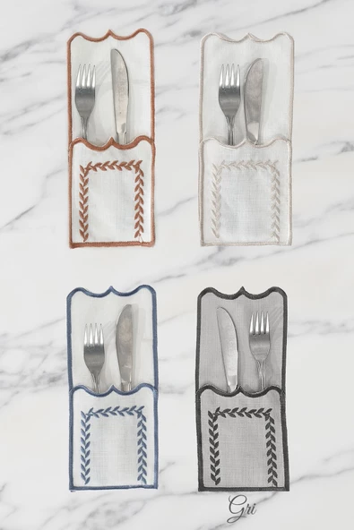 Nazik Home Olimpos 4'lü Leke Tutmaz Kaşıklık-Gri - Resim 2