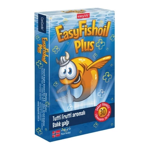 Easyvit Easyfishoil Plus Tutti Frutti Aromalı 30 Çiğnenebilir Jel Form