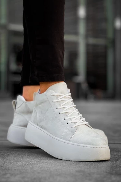 LE10 Bağcıklı Erkek Yüksek Taban İthal Gri Süet Spor Bot - 2