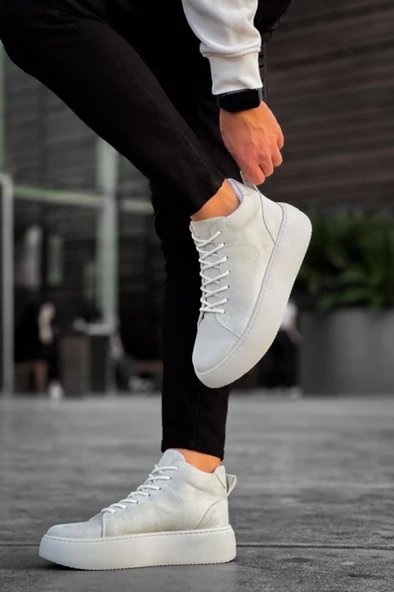 LE10 Bağcıklı Erkek Yüksek Taban İthal Gri Süet Spor Bot - 4