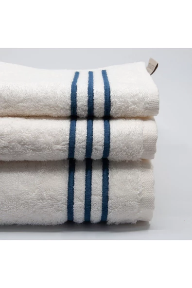 Nazik Home Zen Çizgi Nakışlı Havlu İndigo 30X50 - 2