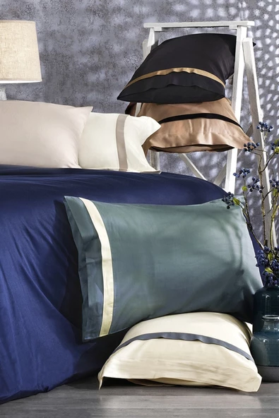 Nazik Home Elite Organik Pamuk Saten 6 Parça Nevresim Takımı Siyah / Kahve Çift Kişilik - 3