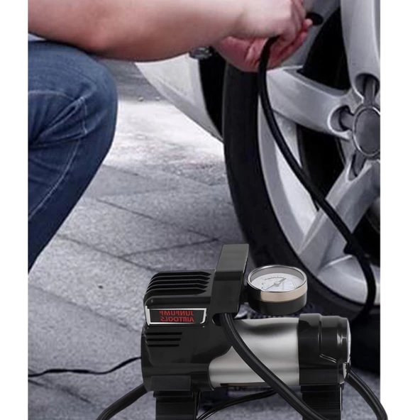 Araç Tipi Çakmaklık Metal Hava Kompresörü Araba Otomobil Oto Bisiklet Teker Lastik Top Şişirme 12 V - 3