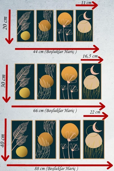 Veraart 4 Parça Çerçeve Görünümlü Mdf Bohem Tablo Seti - 7