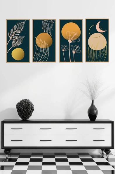 Veraart 4 Parça Çerçeve Görünümlü Mdf Bohem Tablo Seti - 3