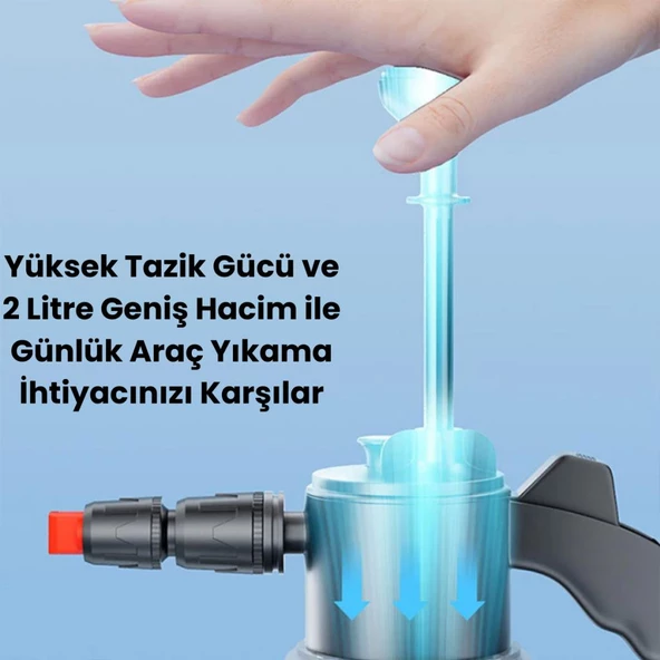 Coofbe Yüksek Basınçlı 2Litre Ev Bahçe Temizlik Araç Yıkama Köpük Püskürtücü Otomatik El Pompası - 3