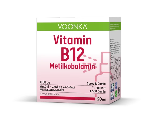 Voonka Vitamin B12_metilkobalamin İçeren Bisküvi Vanilya Aromalı Spray 20 Ml