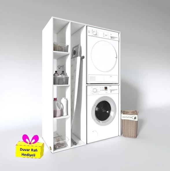 Kenzlife çamaşır-kurutma makinesi dolabı alyusha sol byz 180*120*60 banyo arkalıksız + tekli duvar rafı hediyeli ürün görseli