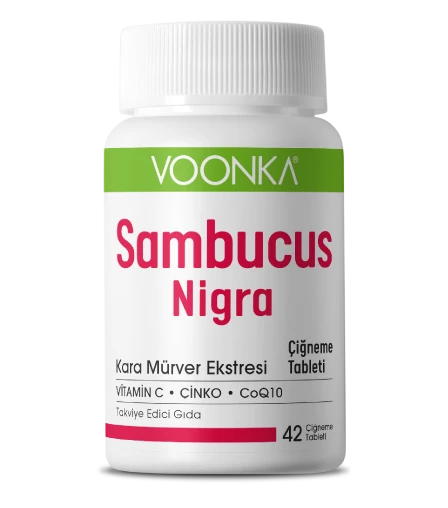 VOONKA SAMBUCUS NİGRA ÇİĞNEME TABLETİ-KARA MÜRVER EKSTRESİ VE KOENZİM Q10 İÇEREN 42 TB