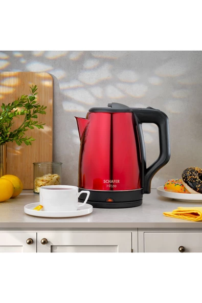 Schafer Hitze Paslanmaz Çelik Su Isıtıcı (Kettle)-Kırmızı