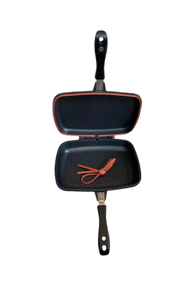 Schafer Kare Double Grıll Pan 34 Cm Kare Çift Taraflı Tava 2 Parça Siyah - 5