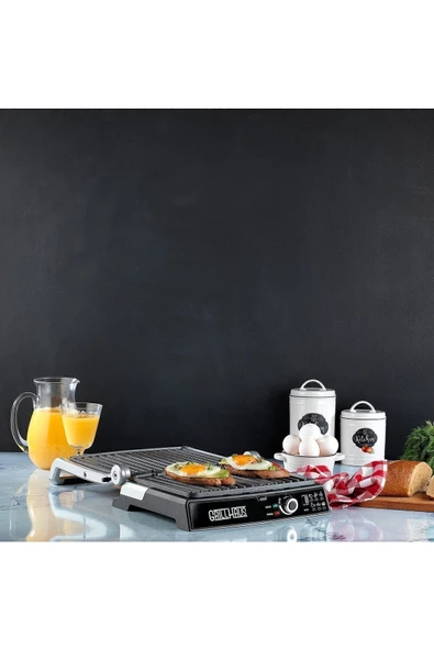 Schafer Grill Haus Tost Makinesi 2000 Watt Inox Izgara Siyah T1139 - 2