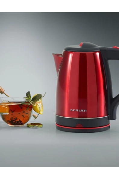 Süsler Ss-4110 Red Spring Paslanmaz Su Isıtıcı Kettle 1,8 Lt 2000w - 2