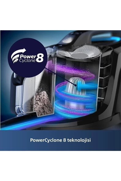 Philips Marathon Daily Toz Torbasız Süpürge, PowerCyclone8, AllergyLock, TriActive+ Başlık, XB7151/07 - 6