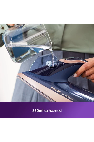 Philips 8000 Serisi Azur Buharlı Ütü 3000W, 8g/dk Sürekli Buhar, 260g Şok Buhar, DST8050 - 7