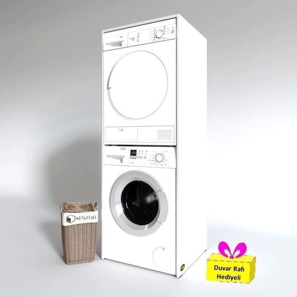 Kenzlife çamaşır-kurutma makinesi dolabı zakhar byz 180*70*60 banyo arkalıksız + tekli duvar rafı hediyeli ürün görseli 1