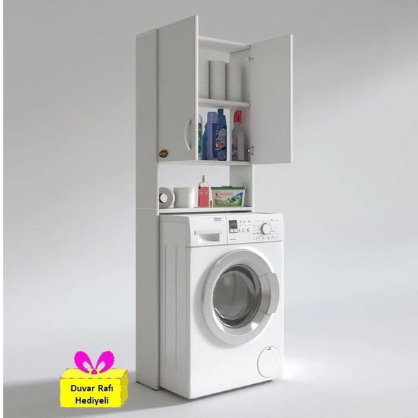 Kenzlife çamaşır makinesi dolabı veronika byz 180*066*20 banyo çift arkalıksız + tekli duvar rafı hediyeli ürün görseli