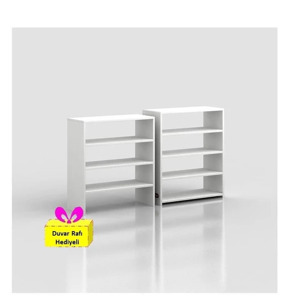 Kenzlife ayakkabılık goya byz 160*70*30 arkalıksız ayakkabı ofis dolabı iki bölme + tekli duvar rafı hediyeli ürün görseli 1