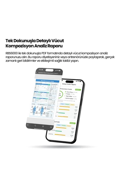 Relux RBS6000 Akıllı Vücut Analiz Tartısı ,Bebek  Evcil Hayvan Atlet Modu, 8 Elektrot BIA Teknolojisi, Yağ, Sıvı, Kas, Kilo Ölçer - 7