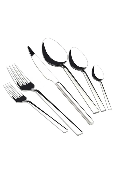 ERGENÇLER Sade Çubuk Model 72 Parça 12 Kişilik Kutulu Çatal Kaşık Bıçak Takımı - 2