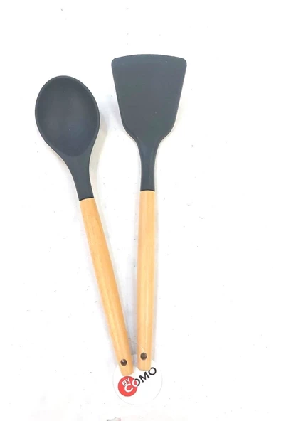 Bycomo By Como 2 Parça Bambu Saplı Silikon Kaşık Spatula Seti