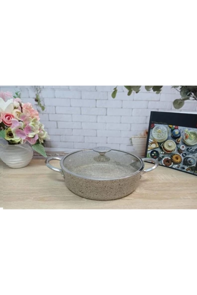 OMS PASLANMAZ Oms 3316 Indüksiyonlu Granit Karnıyarık Tencere 28 X 8 Cm Kumbeji