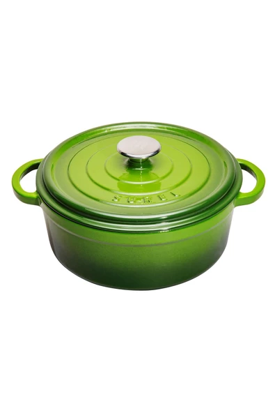 Sürel Aroma Kapak Yeşil Yuvarlak Döküm Tencere 28 Cm - Resim 5