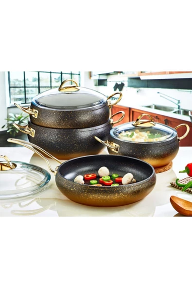 OMS O.m.s Collection 7 Parça Granit Küre Model Tencere Seti (BAKIR) - Resim 2