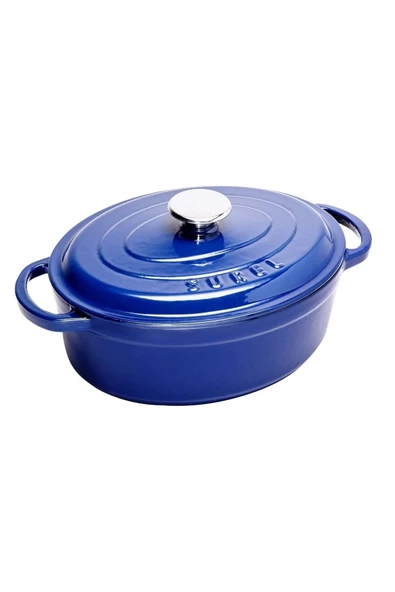 ERGENÇLER Sürel Aroma Kapak Oval Demirdöküm Tencere 23x29cm