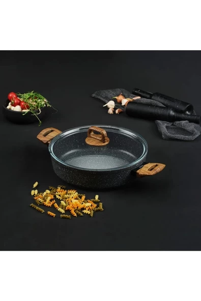 Leydi Marble Natura Granit Kısa Tencere 24 Cm - Resim 4