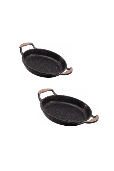 OMS 3248 Döküm İkili Kapaksız Granit Sahan Seti 18-20cm Bakır