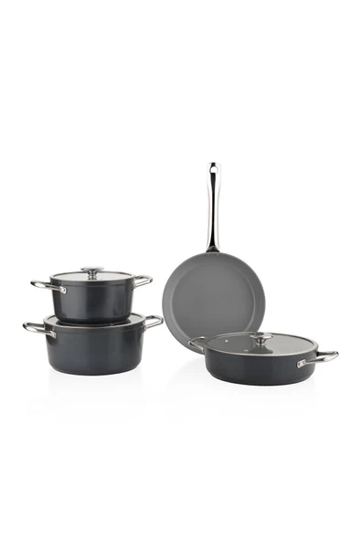 Schafer Gravita Seramik Tencere Seti 7 Parça-Siyah - Resim 7