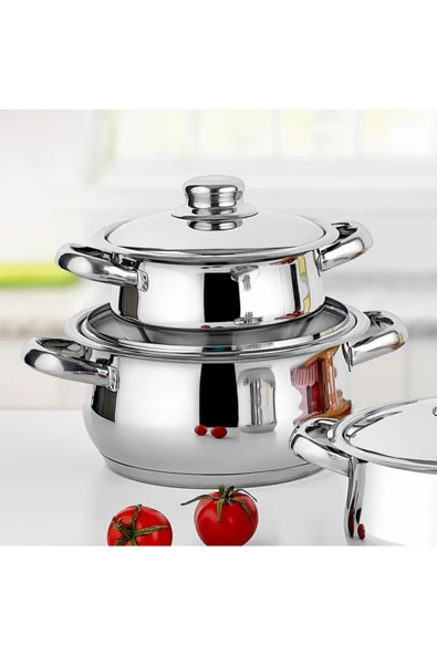 gülsan Çakır 6 Parça Tencere Seti Çelik Kapaklı - Resim 3