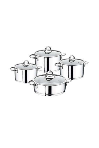 OMS Silindir 8 Parça Çelik Tencere Seti Sade 1097 ürün görseli 1