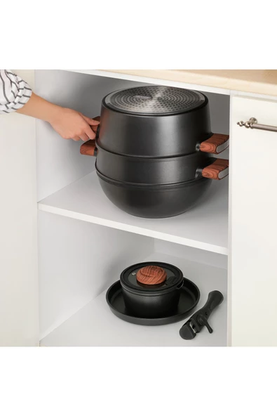 Schafer Matrix Döküm Tencere Seti 8 Parça-siyah - Resim 7
