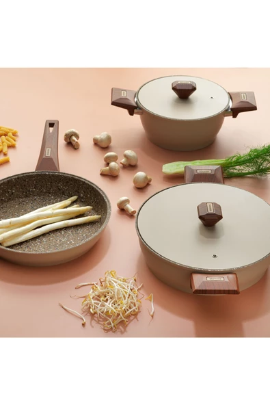 Schafer Toscana Döküm Tencere Seti 7 Parça-Krem - Resim 2