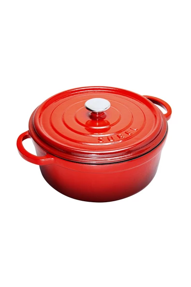 Sürel Aroma Kapak Kırmızı Yuvarlak Döküm Tencere 32 Cm