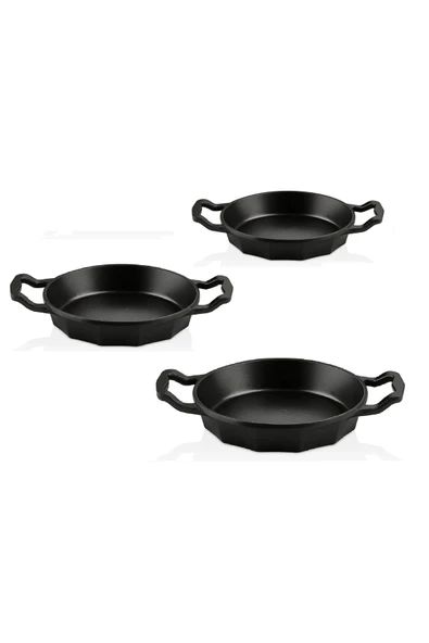 OMS 3725 Dodeca Döküm 3lü Kapaksız Bio Granit Sahan Seti 18-20-22cm Siyah