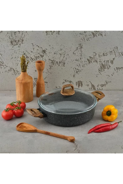 Leydi Marble Natura Granit Kısa Tencere 26 Cm