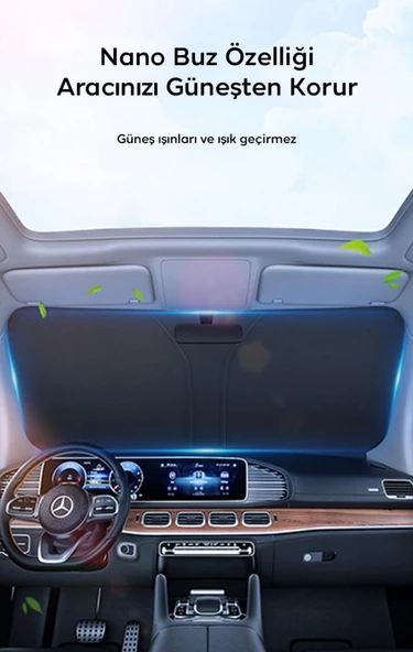 Coofbe Nano Buz Özellikli 40*70Cm Araç Ön Cam Güneşliği Araç Güneş Koruyucu Oto Ön Cam Güneşlik - 3