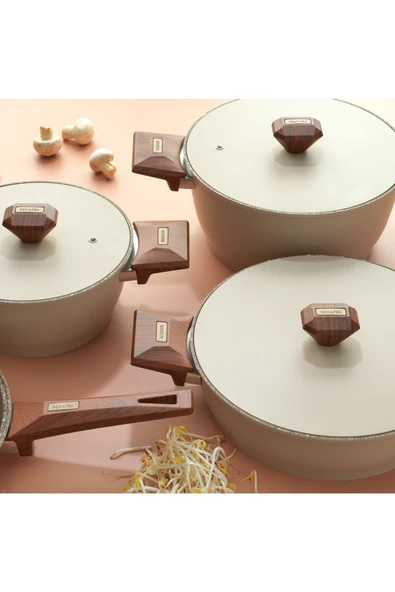 Schafer Toscana Döküm Tencere Seti 7 Parça-Krem - Resim 4
