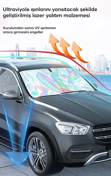 Coofbe Nano Buz Özellikli 40*70Cm Araç Ön Cam Güneşliği Araç Güneş Koruyucu Oto Ön Cam Güneşlik - 4